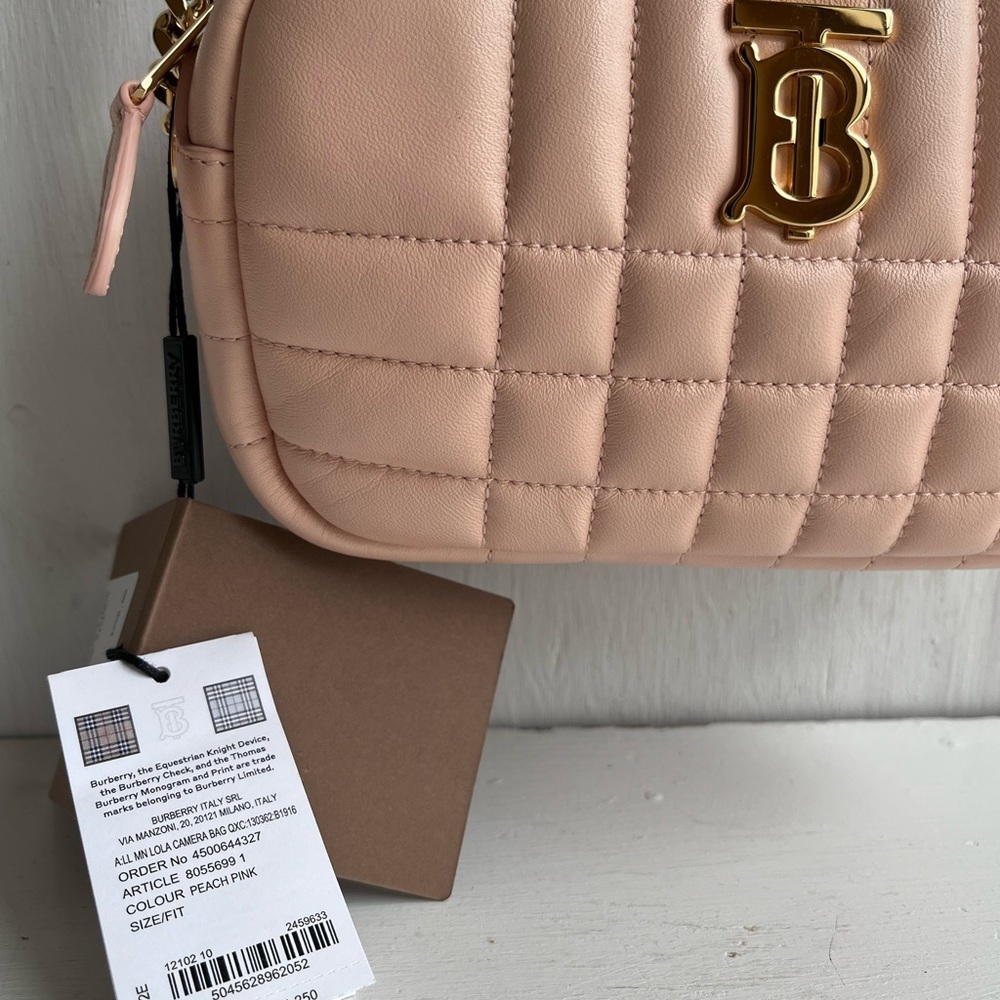 BURBERRY Mini Lola Quilted Leather Camera Bag Peach Pink - Picture 3 of 13